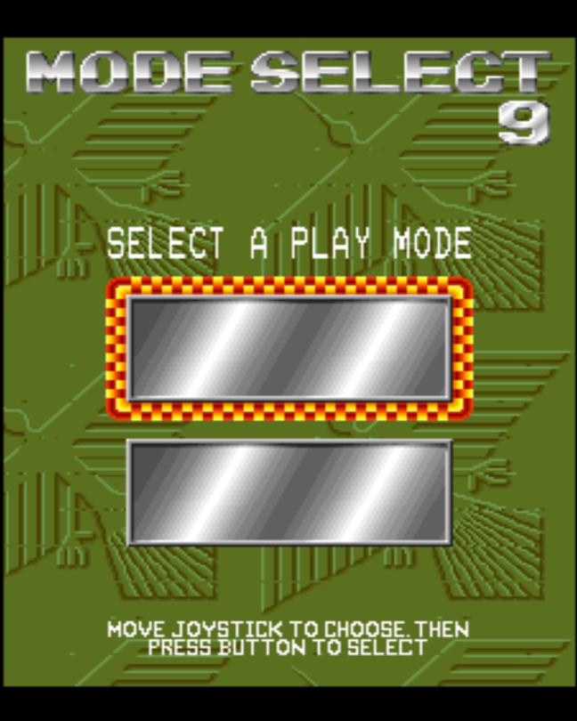 Xevious version select screen